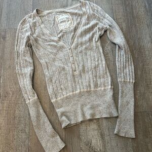 Y2K Mossimo Supply Co. Women's V-Neck Ribbed Henley Sweater - Heather Gray